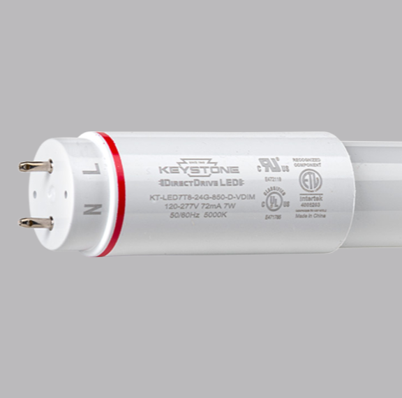 10.5W LED T8 Tube, Shatter-Proof Coated Glass, 120-277V, Input, 4ft., 5000K, Direct Drive, 0-10V Dimmable (Pack of 25)